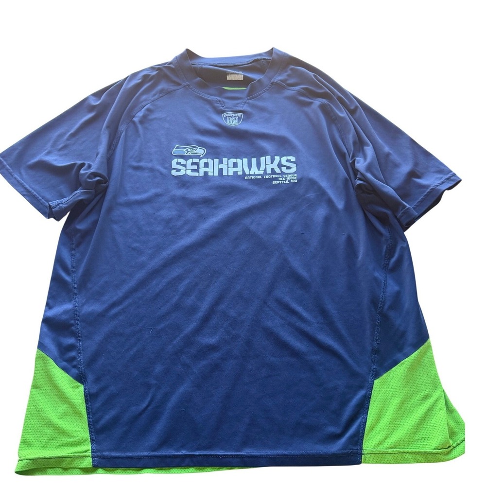 Vintage NFL Mens Seattle Seahawks Performance Equipment T-Shirt XL Blue‎ Y2